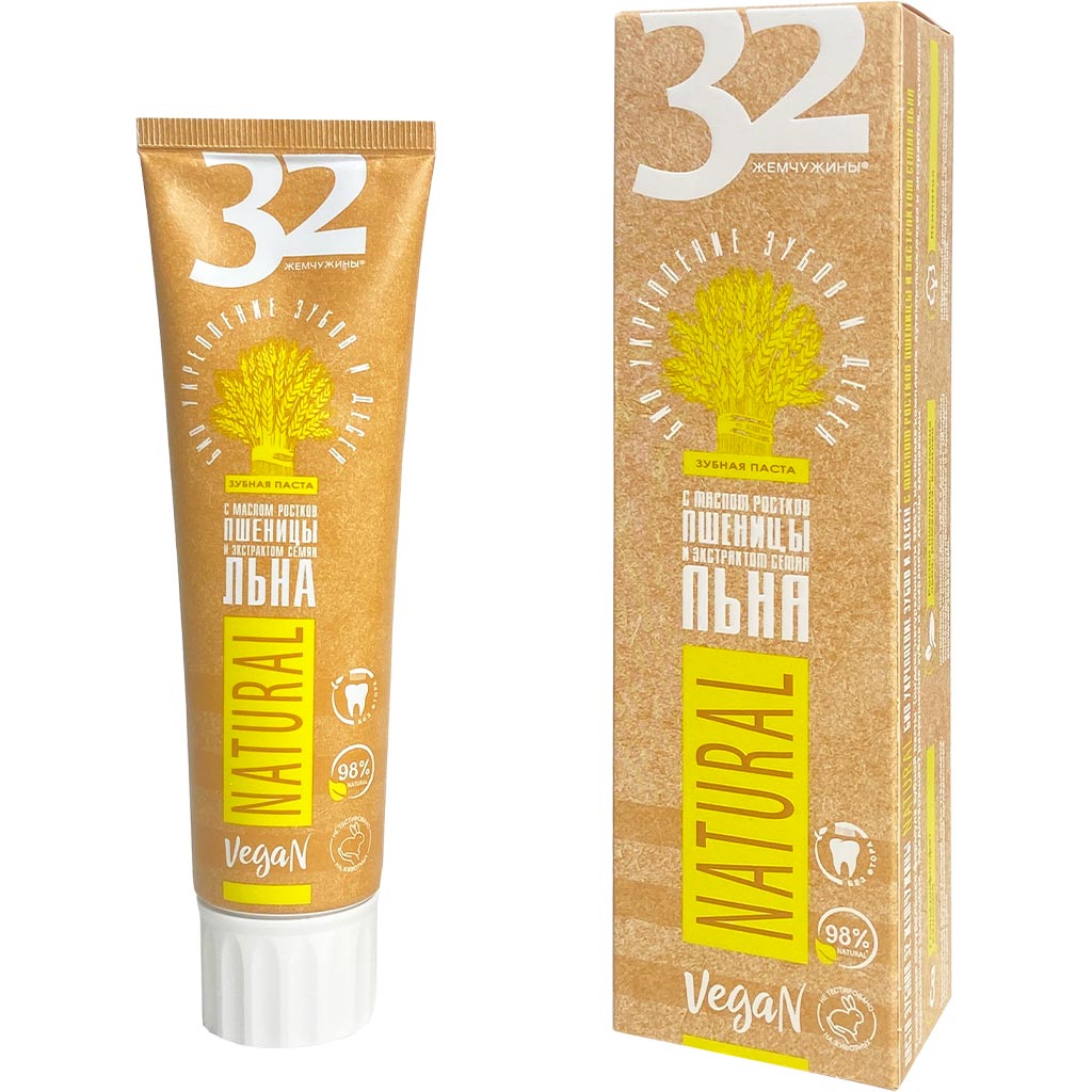 301235 ALF MODUM 32 İNCİ Natural Bio Diş pastası (buğda və kətan yağı ilə dişlərin və diş ətlərinin gücləndirilməsi), 100 q