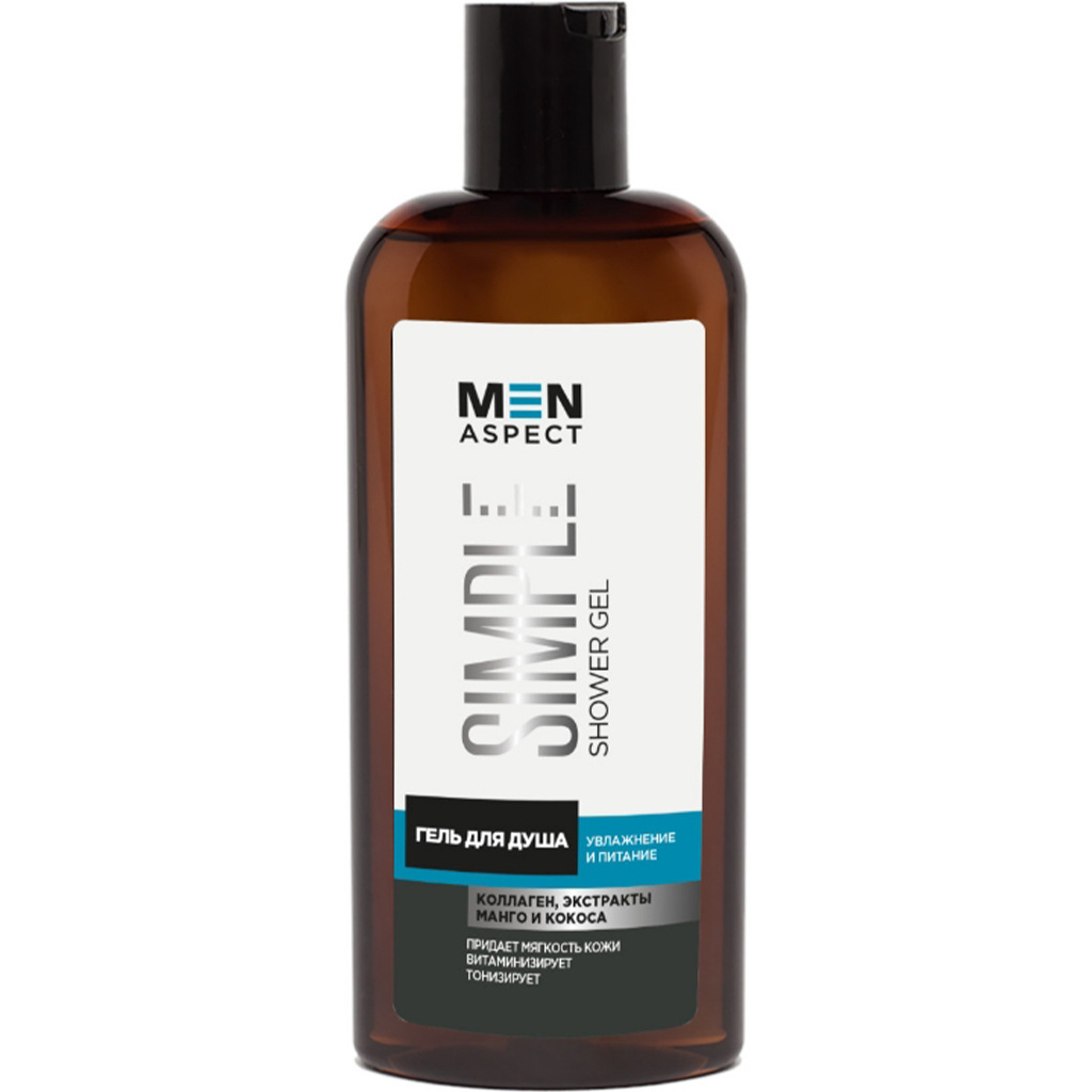 340412 MODUM MEN ASPECT Kişilər üçün duş geli SIMPLE Nəmləndirmə və qidalandırma, 250 ml
