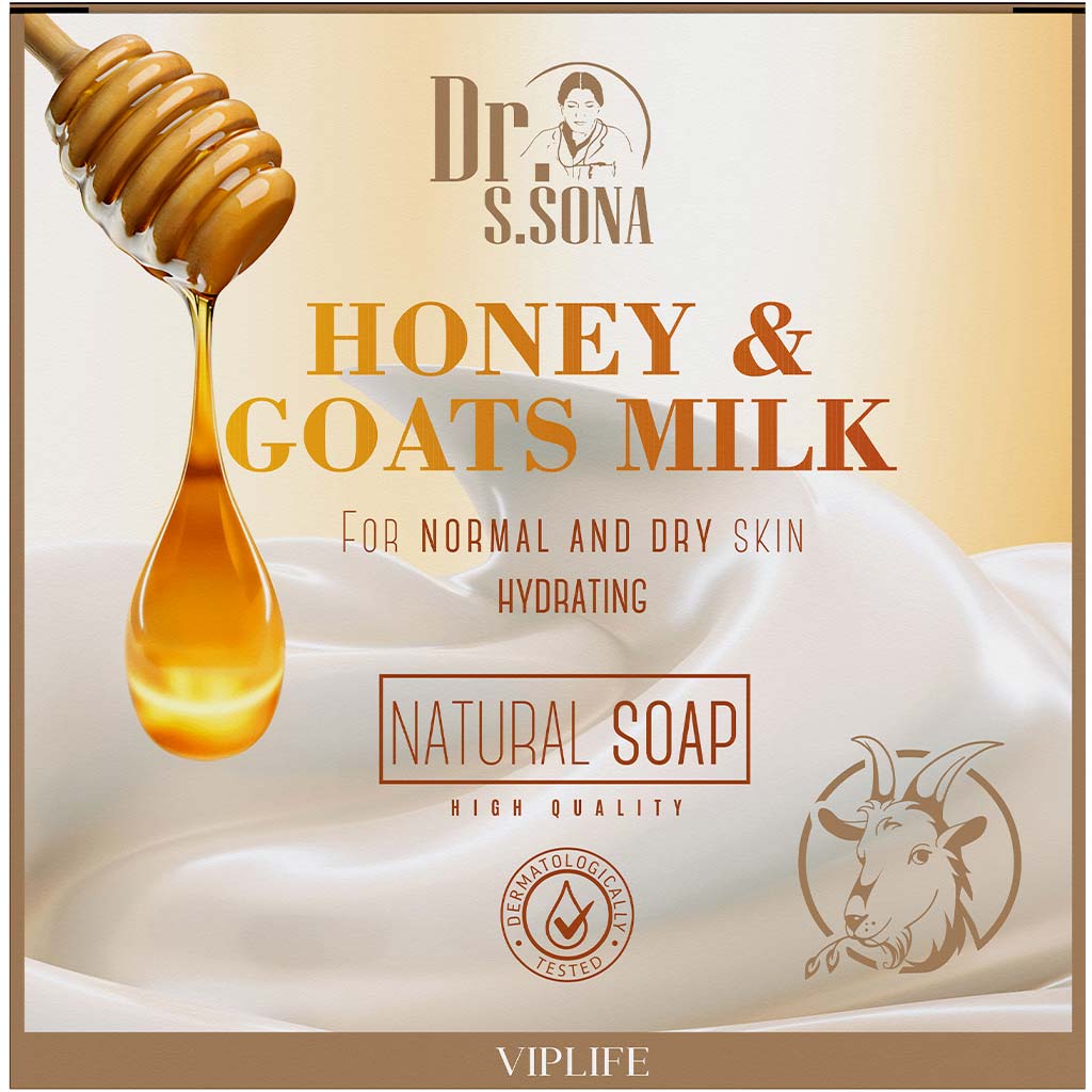 430006 VIPLIFE Dr.Sona sabun HONEY & GOAT'S MILK 100 q keçi südü və bal ilə