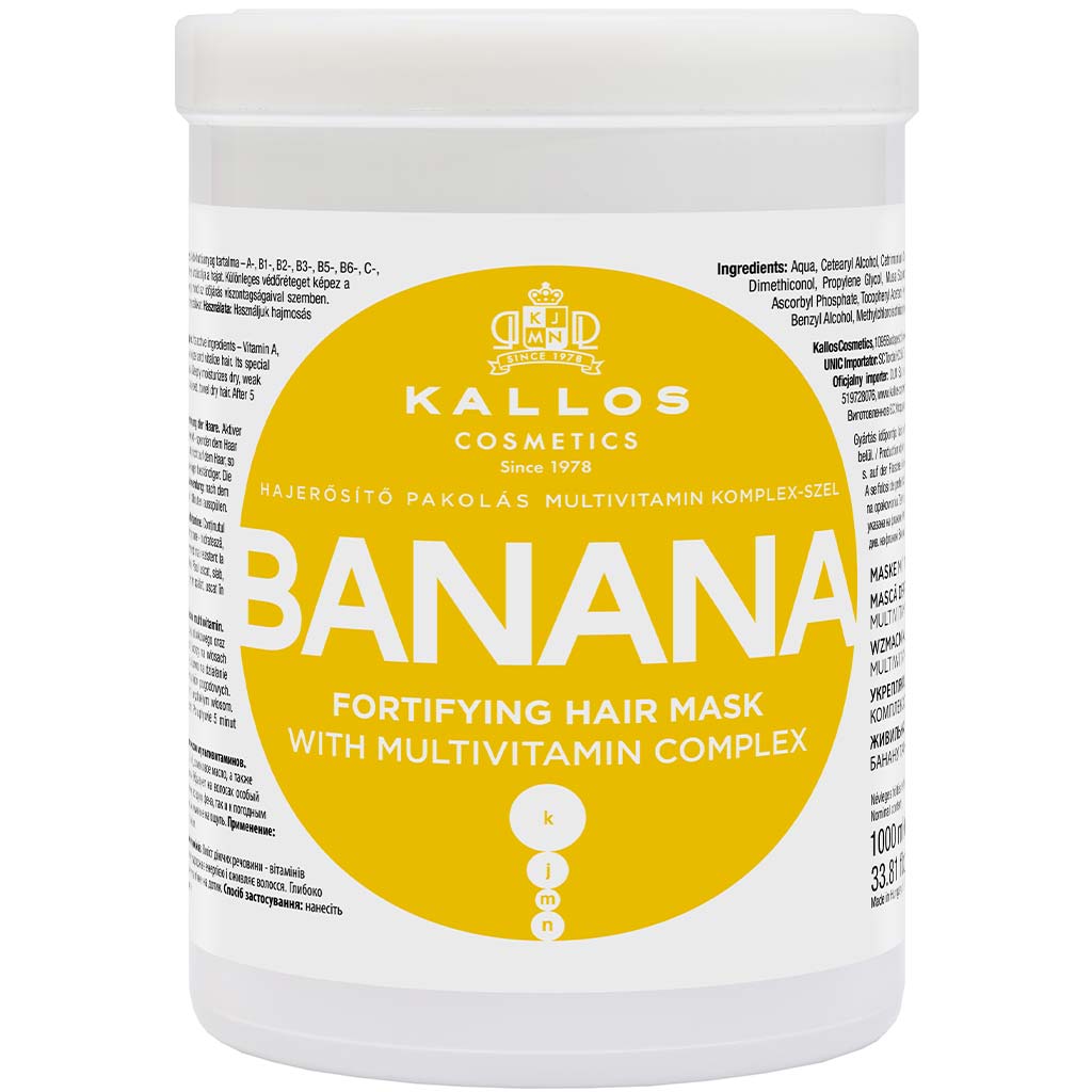 550012 KALLOS KJMN Saçların gücləndirilməsi üçün banan ekstraktı ilə maska Banana, 1000 ml 550012 KALLOS KJMN Saçların gücləndirilməsi üçün banan ekstraktı ilə maska Banana, 1000 ml