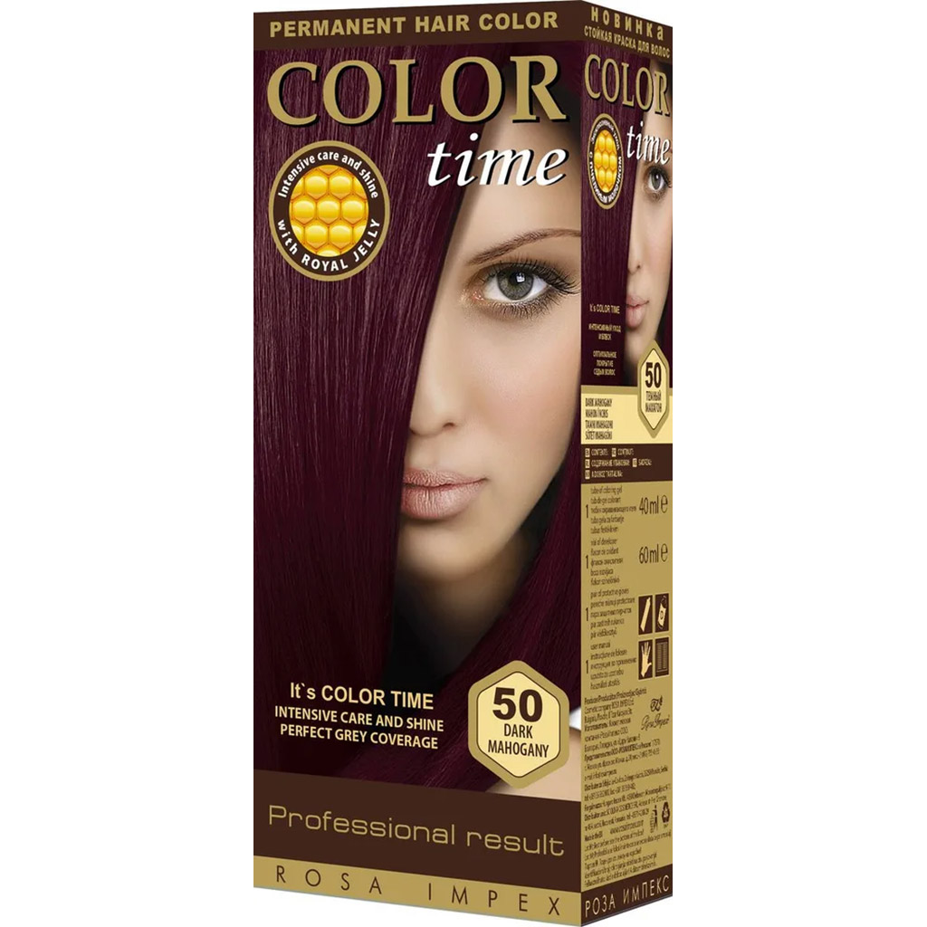 800039 REGAL Saç boyası ''Color Time" № 50 tünd maxaqon 40 ml boyayıcı gel + 60 ml oksidləşdirici
